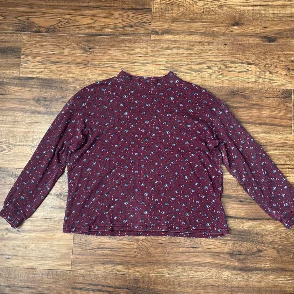Vintage Northern Reflections Burgundy Floral Cotton Women Small Cottagecore Boho